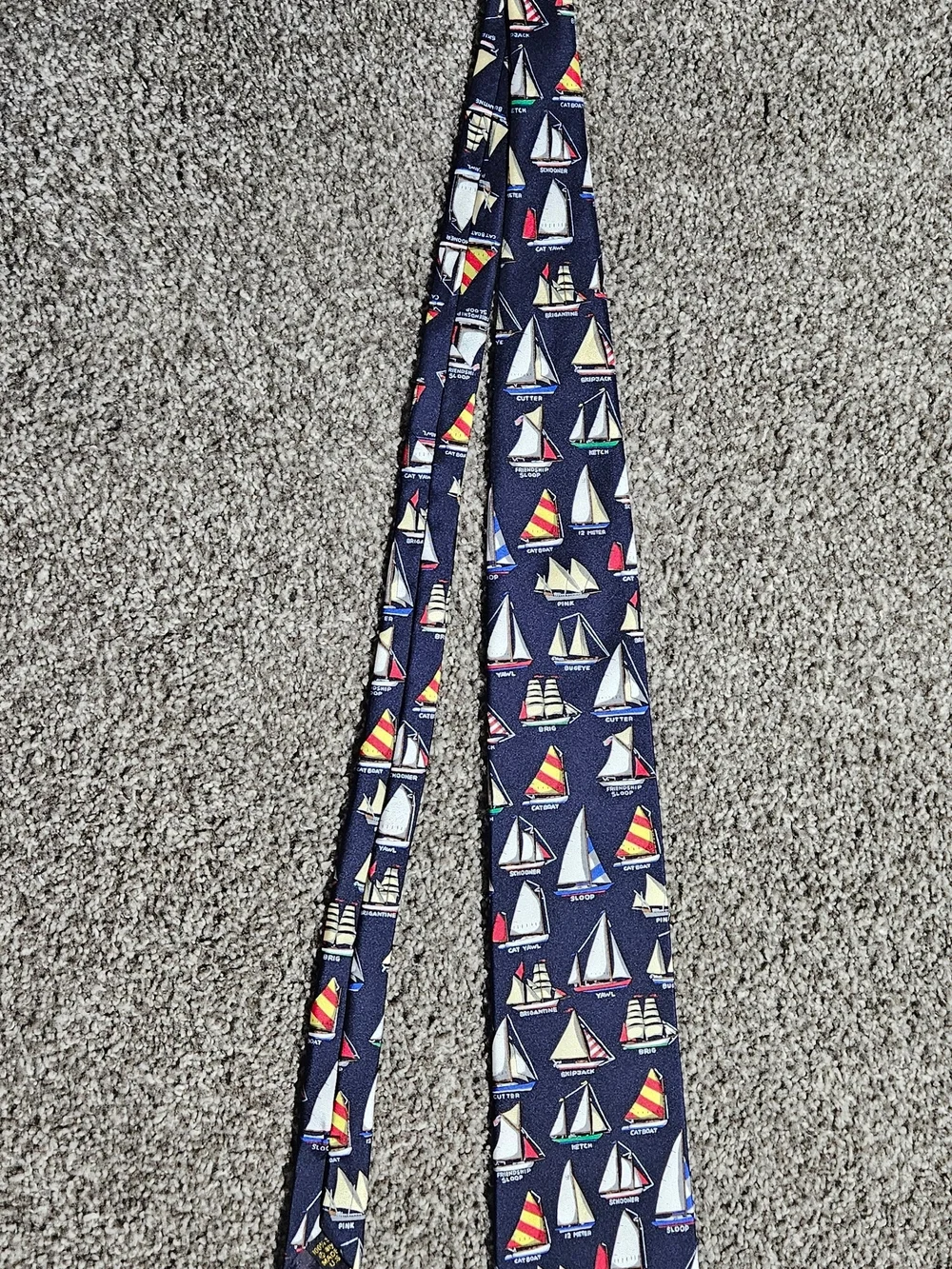 Alynn Neckwear Silk Tie Mens OS Navy Blue Boat Made In USA